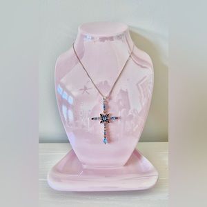 Nicky Butler Sterling Silver Peach Moonstone Cross Necklace!